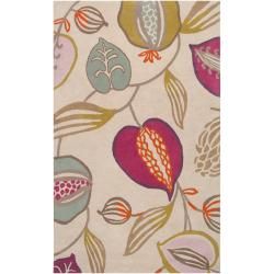 Harlequin Hand tufted Beige Opaque Floral Wool Area Rug (5 X 8)