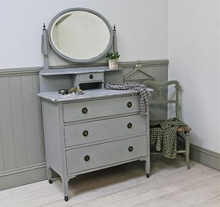 vintage painted swivel mirror dressing chest by distressed but not forsaken
