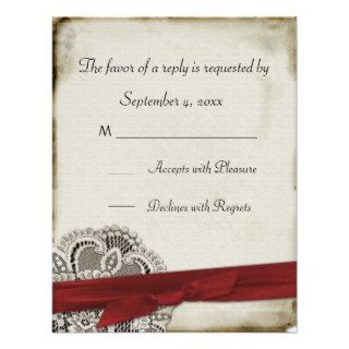 Heather Vintage Lace Red Response Card Custom Invitations
