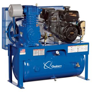 Quincy Reciprocating Air Compressor — 14 HP Kohler Engine, 30-Gallon Horizontal Tank, Model# G214K30HCD  Gas Powered Air Compressors
