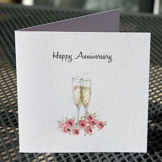 'happy anniversary' champagne and roses card by white mink