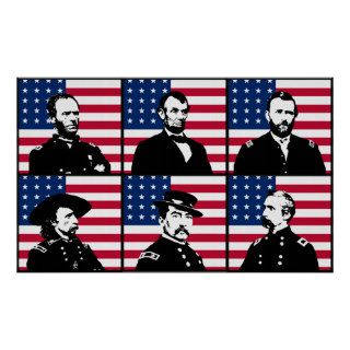 Civil War Heroes and The American Flag Poster