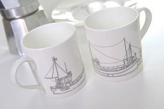 falmouth harbour mugs   set of four by charlotte tangye design