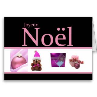 French Noël pink black christmas collage Cards
