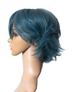 Cosplayland C293   30cm peacock blue flip out easy styling heat stylable short Wig Health & Personal Care