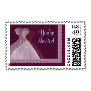 Wedding Invitation Stamp   Gowns with WINE Theme
