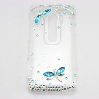 PIAOPIAO bling 3D bow cats diamond rhinestone hard back case cover for HTC EVO 3D G17 (dragonfly blue) Cell Phones & Accessories