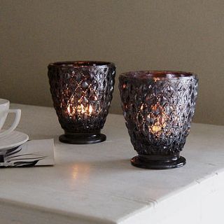 violet glass candleholder by red lilly