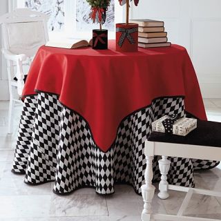 Grandin Road Round Harlequin Tablecloth   96in