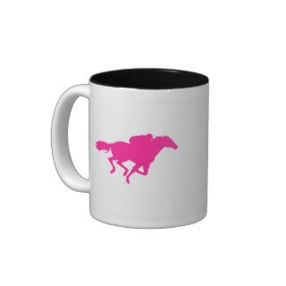 Hot Pink Horse Racing; Race Horse Coffee Mugs