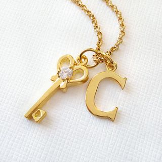 personalised sparkle key necklace by belle ami