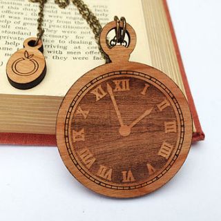 wooden clock necklace by little orange