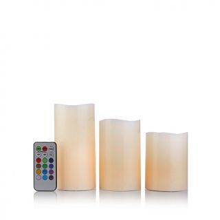 Jeffrey Banks 3 piece Flameless Color Changing Pillar Candles with Remote
