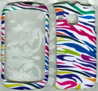 white multi zebra rubberized Samsung Double Time I857 Sprint phone Case Cell Phones & Accessories