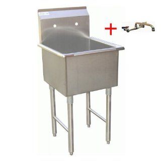 1 Compartment Stainless Steel Utility Food Preparation Sink 18"x18"x13"D NSF. SE18181P Stainless Steel Laundry Sink