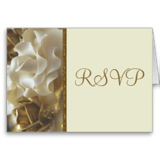 RSVP Card Gold & Ivory Wedding Cake Roses