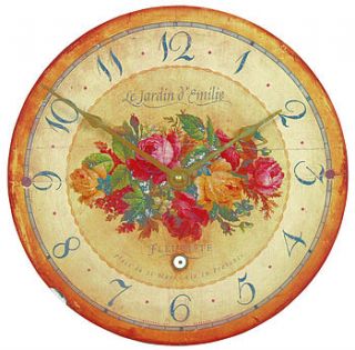 bouquet emilie rose wall clock by lytton and lily vintage home & garden