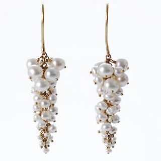 wisteria earrings, pearl & silver by kate wood jewellery