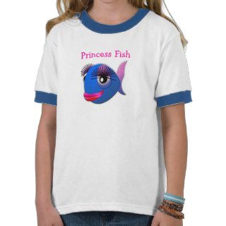 Cute Funny Cartoon Princess Fish with Eyelashes T shirt