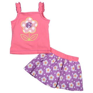 Toddler Girl's Pink Top with Pink Flower Shorts Set Girls' Sets