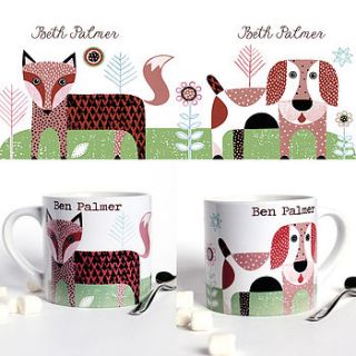 fox and hound personalised mug by lovehart