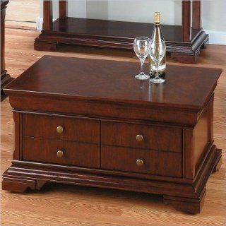 Louis Phillipe Style Coffee Table in Cherry Finish w 2 Drawers  
