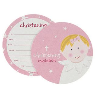 eight girls coaster christening invitations by aliroo