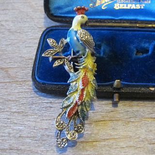 vintage enamel bird of paradise brooch by ava mae designs