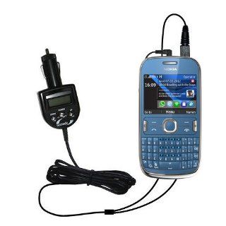 Nokia Asha 302 compatible Integrated 12v DC Car Charger and FM Transmitter   Uses Gomadic TipExchange to play music on the FM radio Electronics