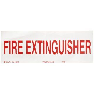 Brady 85256 3 1/2" Height, 10" Width, B 302 High Performance Polyester, Red On White Color Fire Sign, Legend "Fire Extinguisher" Industrial Warning Signs