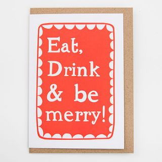 'eat drink and be merry' card by alison hardcastle