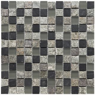 Somertile 12x12 in Granstone Fauna 1 in Verde Stone/ Glass Mosaic Tile (Pack of 10) Somertile Wall Tiles