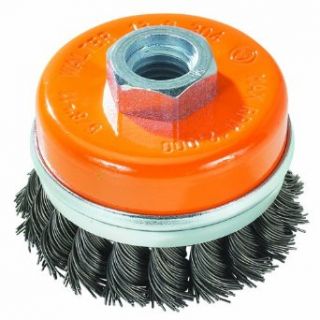 Walter 13G303 Knot Twisted Wire Cup Brush with Ring, Threaded Hole, Carbon Steel, 3" Diameter, 0.020" Wire Diameter, 1/2" 13 Arbor, 12000 Maximum RPM Abrasive Cup Brushes
