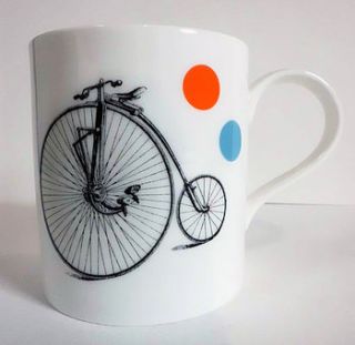 vintage style bicycle illustration mug by the art salon