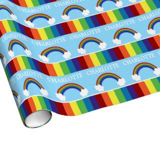 Fun Colorful Rainbow And Clouds Customizable Gift Wrap Paper