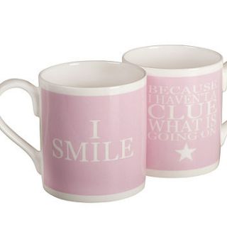 friends and family sayings mug 'i smile' by green&co.