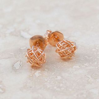 rose gold tiny nest stud earrings by otis jaxon silver and gold jewellery