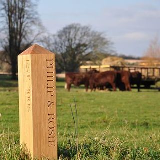 personalised solid oak mile post by the oak & rope company