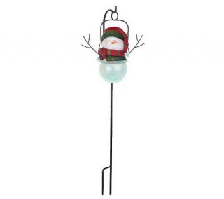 Westinghouse Holiday Solar Crackle Glass Snowman on Hook —