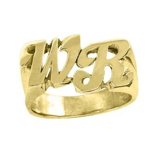 Personalized Initial Ring   Name Ring Unisex Script Style 8mm Sterling Silver or Gold Plated Silver Wedding Bands Jewelry
