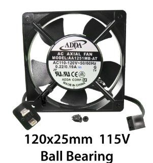 Adda 120mm X 25mm New Case Fan 110V 115V 120V AC 71CFM PC Cooling Ball Bearing 2 pin Cordset Computers & Accessories