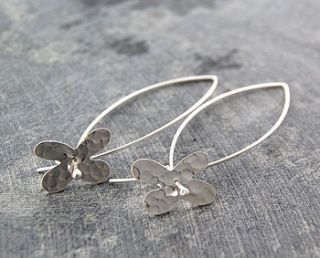 silver butterfly on elliptical hook earrings by otis jaxon silver and gold jewellery