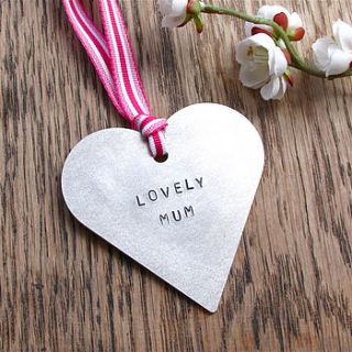 'lovely mum' hanging metal heart decoration by edamay