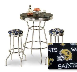 Shop Chrome Bar Table & 2 Chrome Finish New Orleans Saints NFL Fabric Seat Barstools at the  Furniture Store