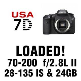 Canon EOS 7D Digital SLR Camera 2 Lens Kit with 28 135mm IS, Canon 70 200mm IS II, 24 GB and More  Digital Slr Camera Bundles  Camera & Photo