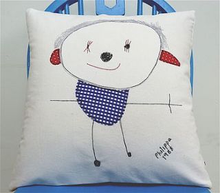 your child's drawing on a cushion by lovebox design