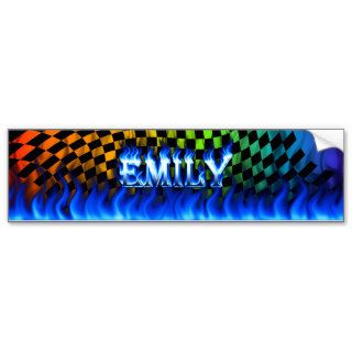 Emily blue fire and flames bumper sticker design