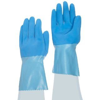 MAPA Blue Grip LL 301 Natural Latex Heavyweight Glove, Chemical Resistant, 0.045" Thickness, 12" Length, Size 9, Blue (Pack of 6 Pairs) Chemical Resistant Safety Gloves