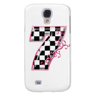 7 checkered flag number pink samsung galaxy s4 cases