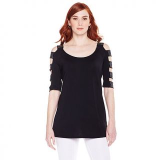 Slinky® Brand Tunic with Embellished Cutout Sleeves